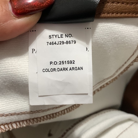 Paige Claudine Ankle Flare Jeans Faux Leather in Dark Argan size 27 - Picture 14 of 14